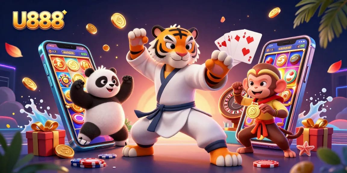 Experience thrilling gameplay with U888's immersive online casino features, showcasing dynamic characters and gaming elements.