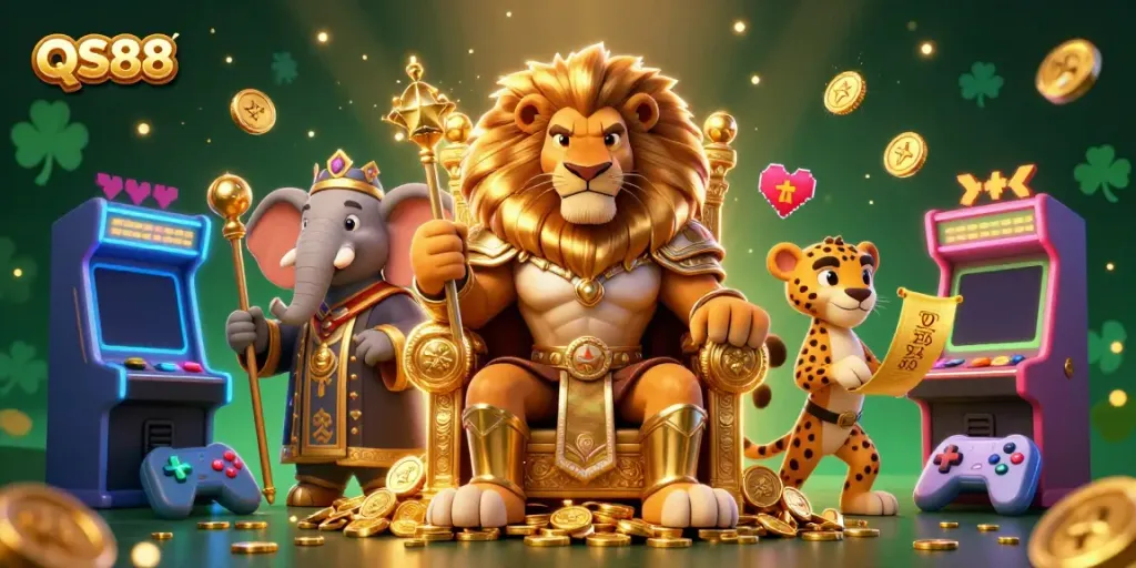 Join the excitement with QS88, where a lion king, wise elephant, and swift cheetah bring gambling adventures alive.