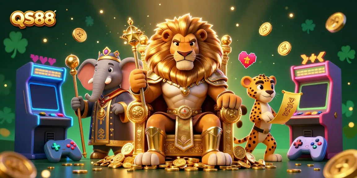 Join the excitement with QS88, where a lion king, wise elephant, and swift cheetah bring gambling adventures alive.