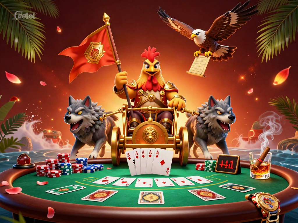 Engage in thrilling poker action featuring febet's dynamic characters and vibrant casino elements.