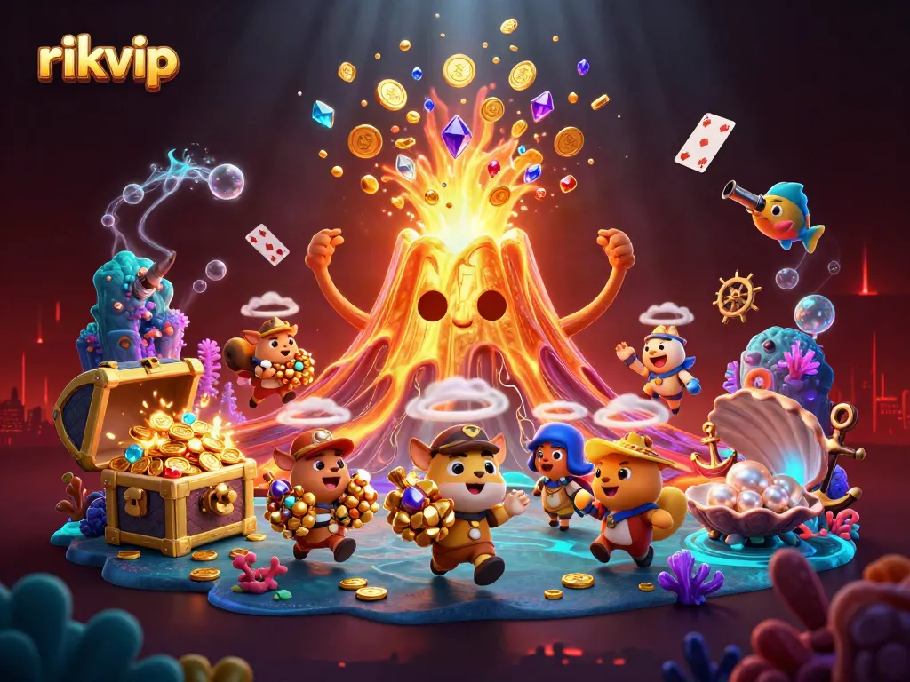 Experience the thrill of rikvip as treasure-filled volcano erupts in a vibrant gambling scene!