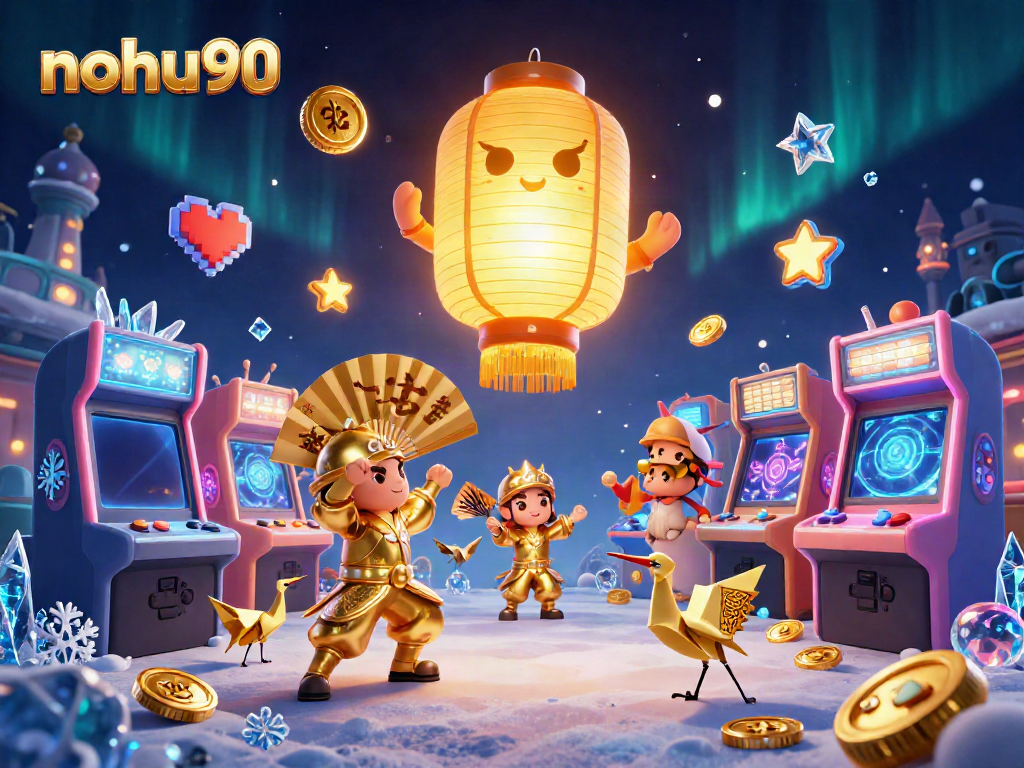 Experience the excitement of nohu90 with vibrant gaming elements, colorful characters, and a magical casino atmosphere.