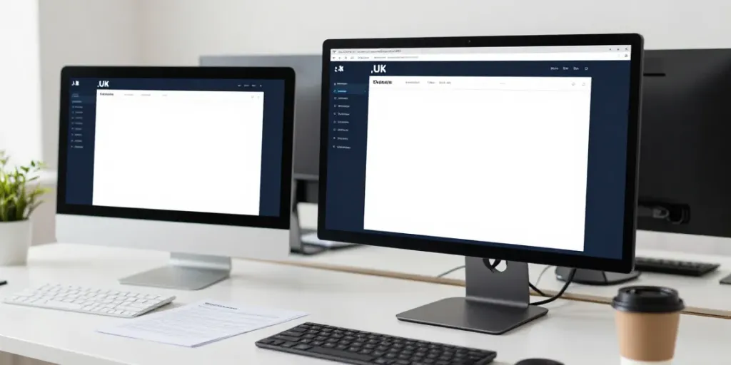 .uk domain registration interface in a modern developer workspace