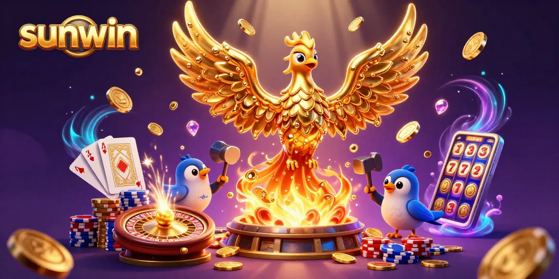 Engage with thrilling gameplay at Sunwin, featuring a molten metal phoenix and casino elements.