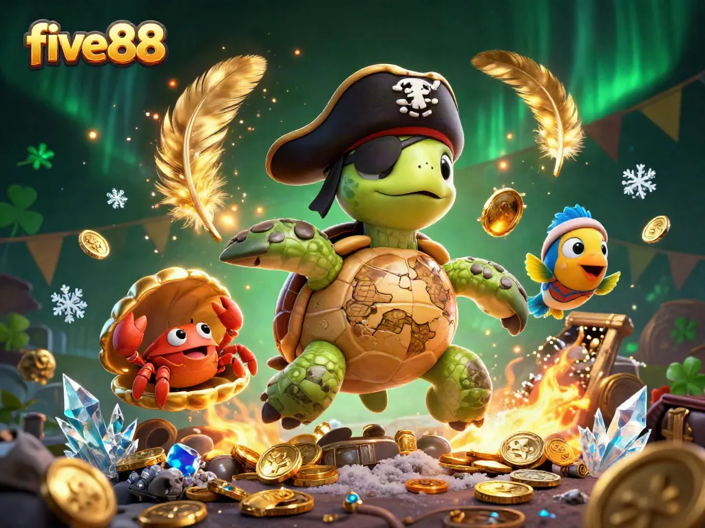 Engage in thrilling games at five88 with vibrant visuals of treasure-hunting characters and casino elements.