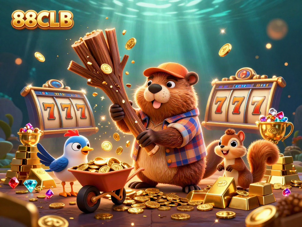 Experience thrilling slots action with 88CLB featuring adventure characters collecting golden coins.