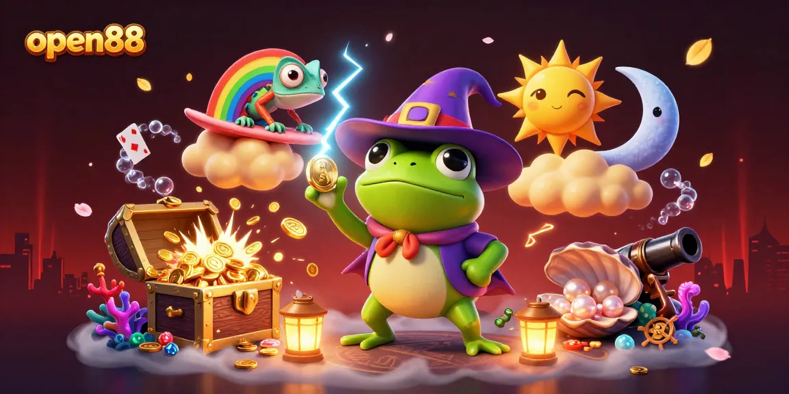 Spinning the reels of fortune with open88, a vibrant and dynamic casino adventure illustration.