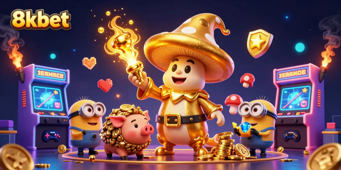 Watch the golden mushroom wizard transform gameplay at 8xbet with treasure and excitement.