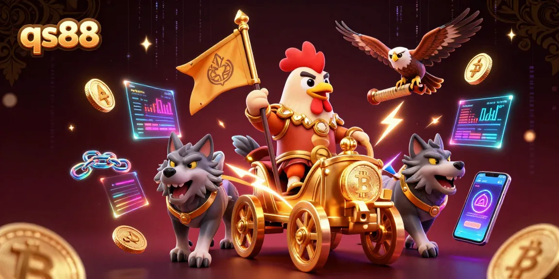 Experience exciting gameplay with qs88 at this dynamic 3D cartoon illustration showcasing thrilling casino elements.