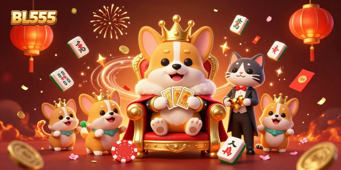 Engage with exciting games at BL555, featuring vibrant casino elements and colorful characters.