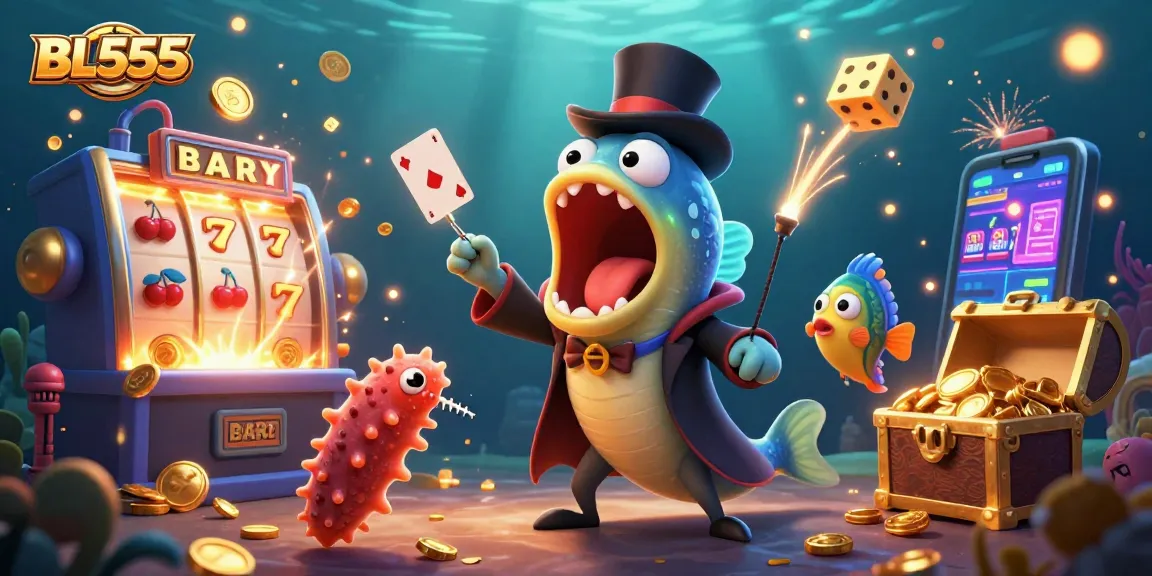 Experience the thrill of BL555 with captivating characters performing magic in a vibrant casino scene.
