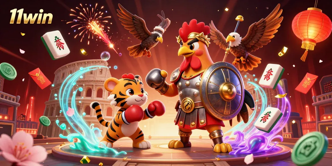 Engage with stunning 11win casino scene featuring a gladiator rooster and mahjong dynamics.