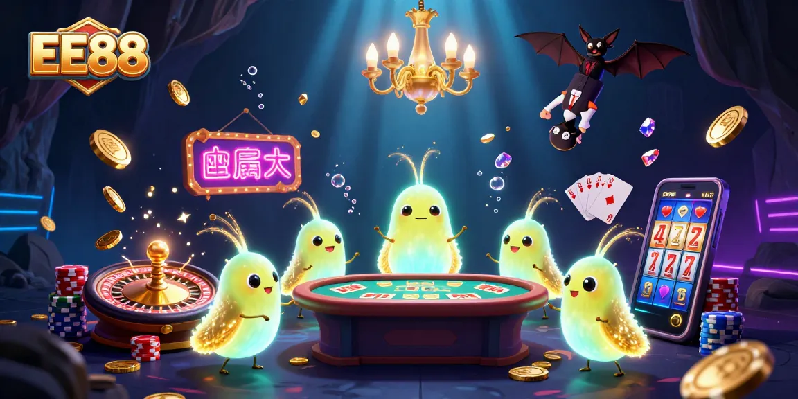 EE88 lights up the casino with glowworms and a bat dealer, showcasing exciting gambling elements.