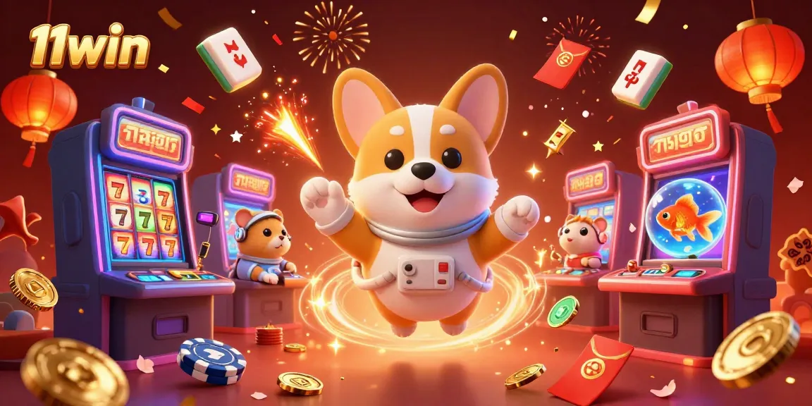 Experience thrilling games at 11win with a lively casino scene showcasing vibrant slot machines and engaging characters.
