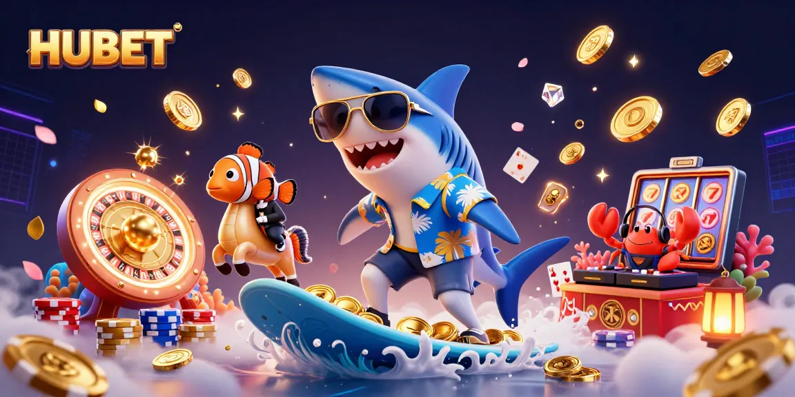 Experience winning excitement at HUBET with vibrant 3D characters and dynamic casino elements.