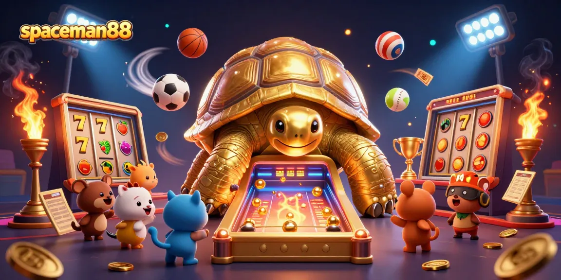 Experience the thrill of gameplay with spaceman88 in this vibrant 3D slot and casino scene.